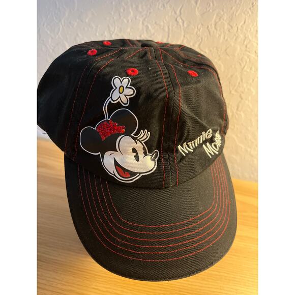 Minnie Mouse Disney Red Bling Baseball Hat Cap Black Adjustable Excellent - Picture 8 of 12